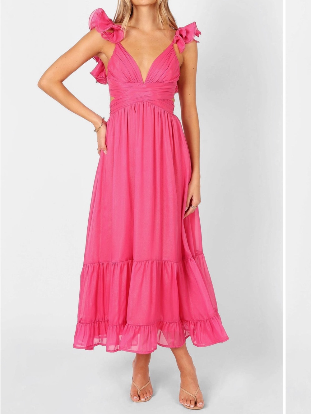 petal + pup Bonito Ruffles Maxi Dress with lace up back